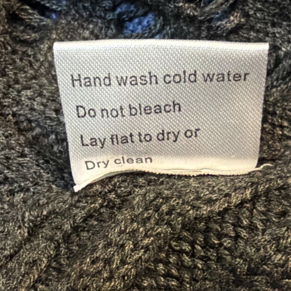 BELLDINI Women's size LARGE Open Front Sweater Cardigan Eyelet Knit Dark GRAY - Picture 15 of 15